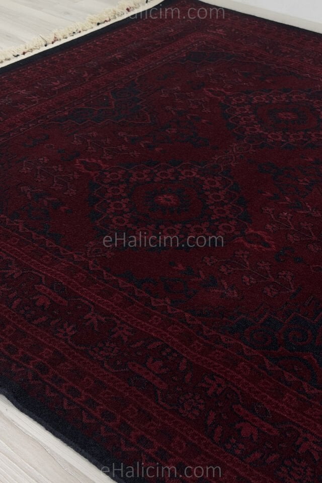 Pierre Cardin Halı History HY03A Kırmızı Etnik Desen Zelanda Yünü Ile Dokunan Tezgah Halı 100x200