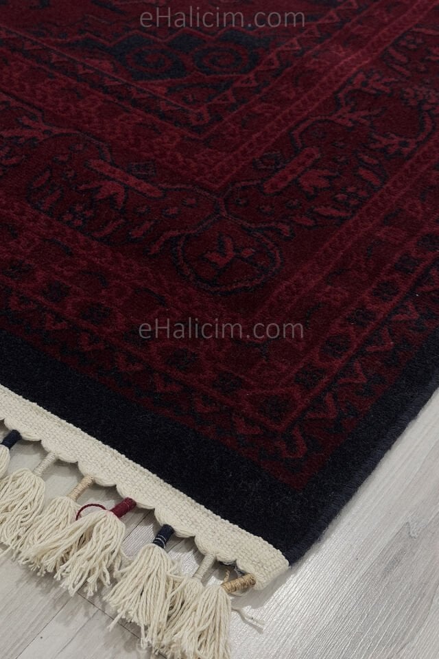 Pierre Cardin Halı History HY03A Kırmızı Etnik Desen Zelanda Yünü Ile Dokunan Tezgah Halı 100x200