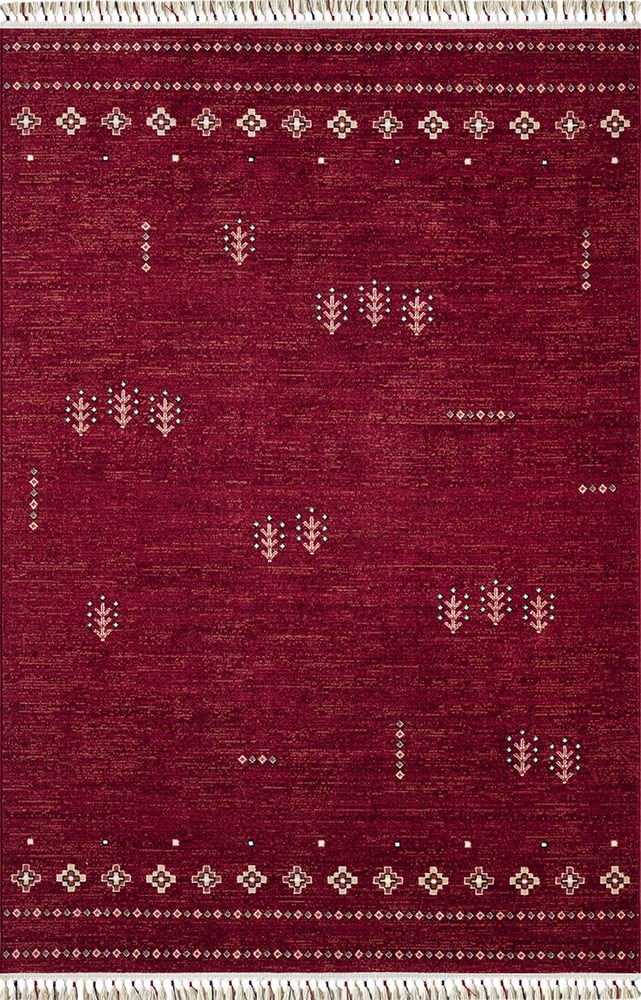 Pierre Cardin Halı History HY04A Kırmızı Etnik Desen Zelanda Yünü Ile Dokunan Tezgah Halı