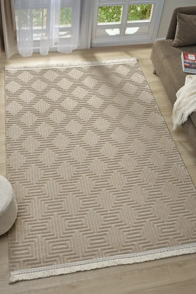 Seyran Halı Ruby 1550 Vizon Kolay Temizlenen Hav Toz Vermez Etnik Halı