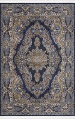 Artemis Halı Silk 5156A Kemik Lacıvert Viskon Akrilik Çerçeveli Klasik Halı