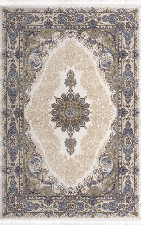 Artemis Halı Silk 5156C Kemik Viskon Çerçeveli Klasik Oturma Odası ve Salon Halısı