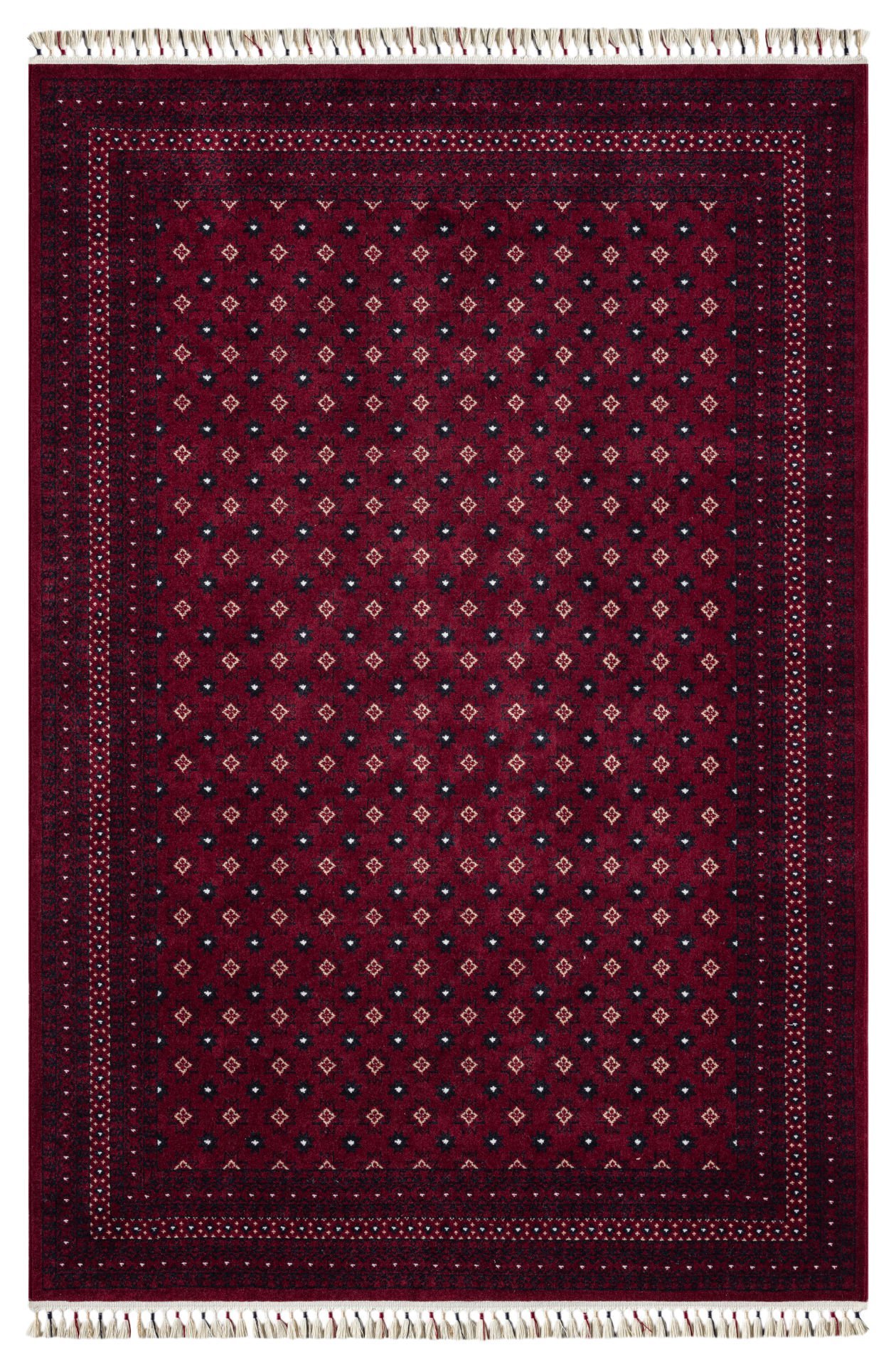 Pierre Cardin Halı History HY07A Kırmızı Etnik Desen Zelanda Yünü Ile Dokunan Tezgah Halı