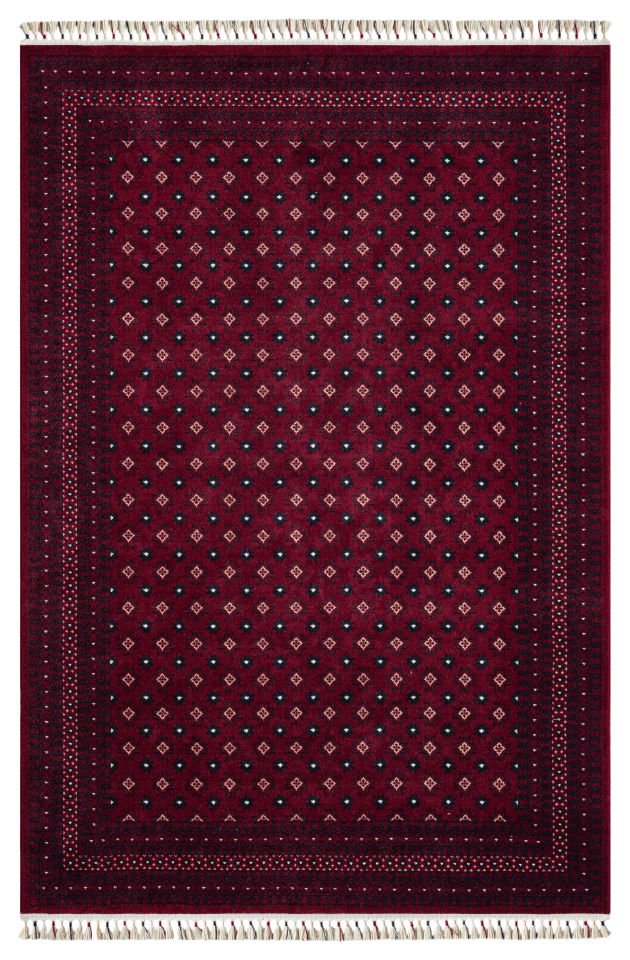 Pierre Cardin Halı History HY07A Kırmızı Etnik Desen Zelanda Yünü Ile Dokunan Tezgah Halı