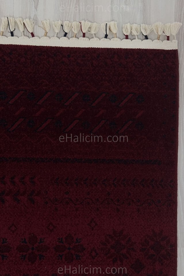 Pierre Cardin Halı History HY08A Kırmızı Etnik Desen Zelanda Yünü Ile Dokunan Tezgah Halı