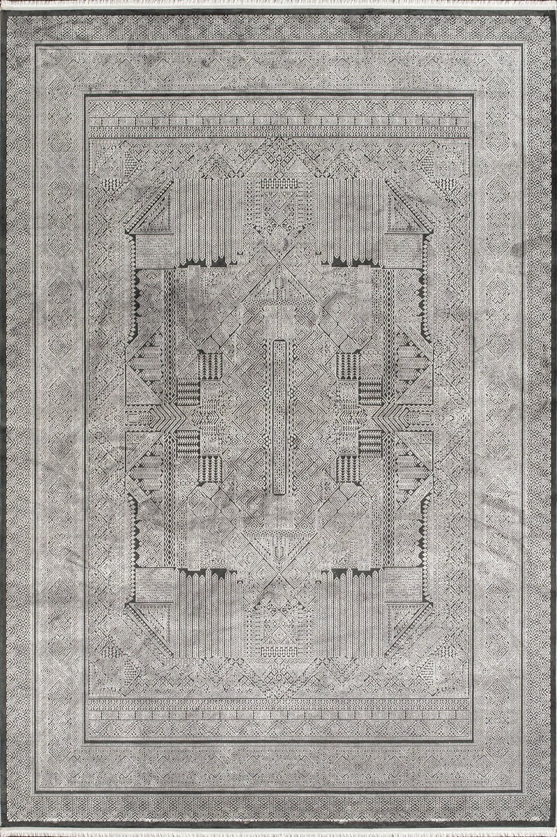 Royal Halı Bearny Modern TD01D Gri Siyah Viskon Akrilik Yumuşak Dokulu Modern Halı