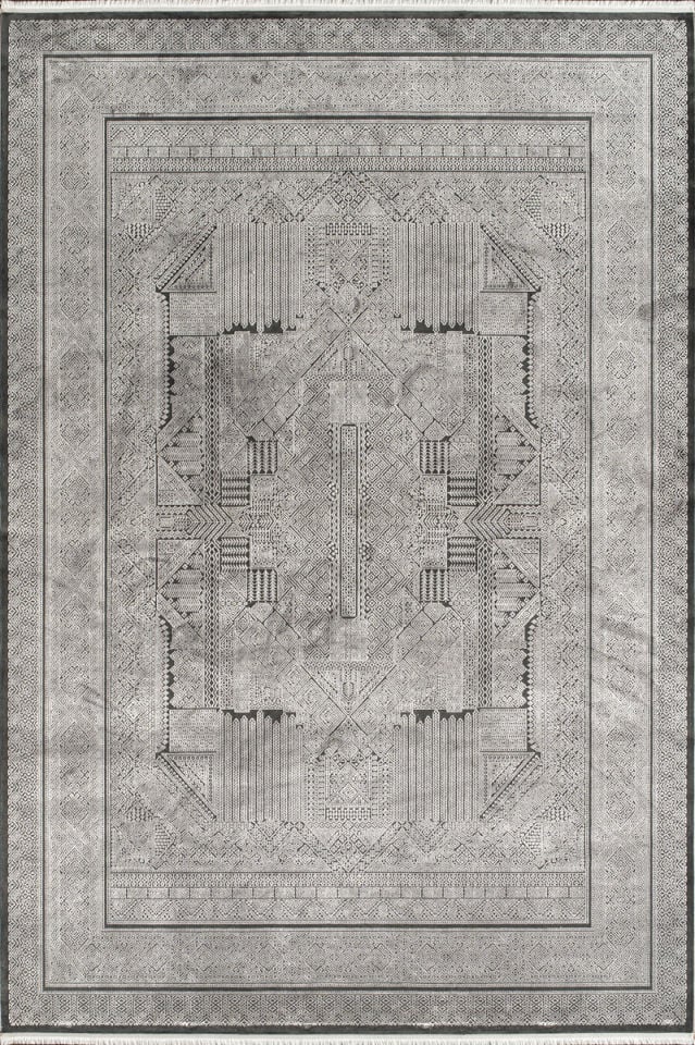 Royal Halı Bearny Modern TD01D Gri Siyah Viskon Akrilik Yumuşak Dokulu Modern Halı