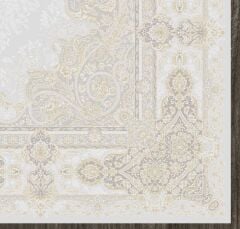 Artemis Halı Palace 8021A Krem Vizon Viskon Akrilik Çerçeveli Motifli Klasik Salon Halısı