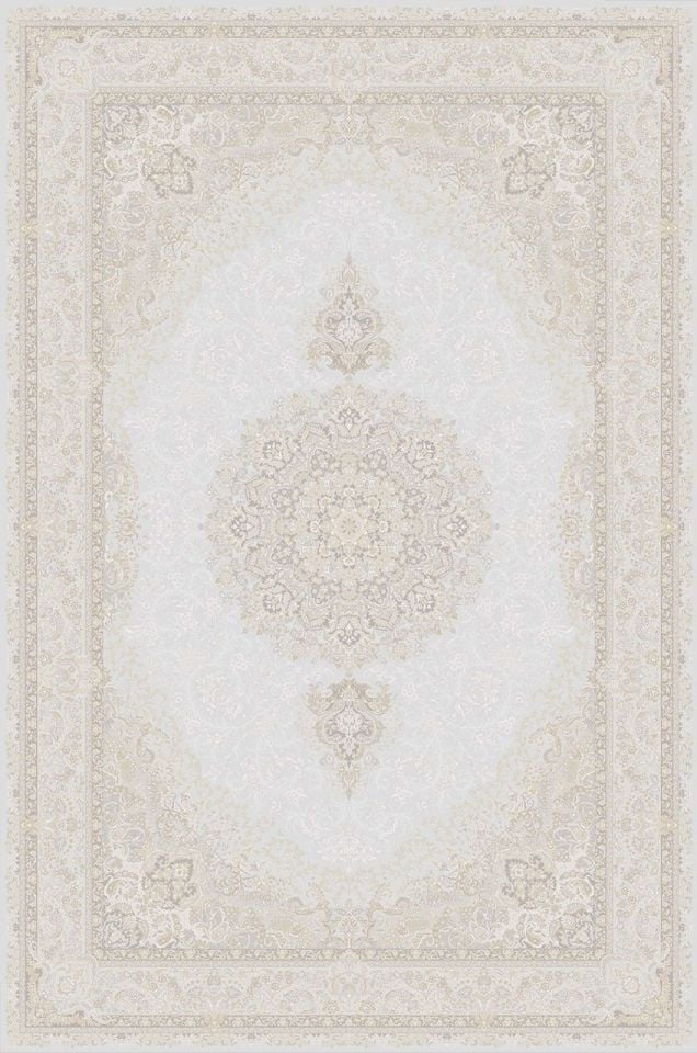 Artemis Halı Palace 8021A Krem Vizon Viskon Akrilik Çerçeveli Motifli Klasik Salon Halısı