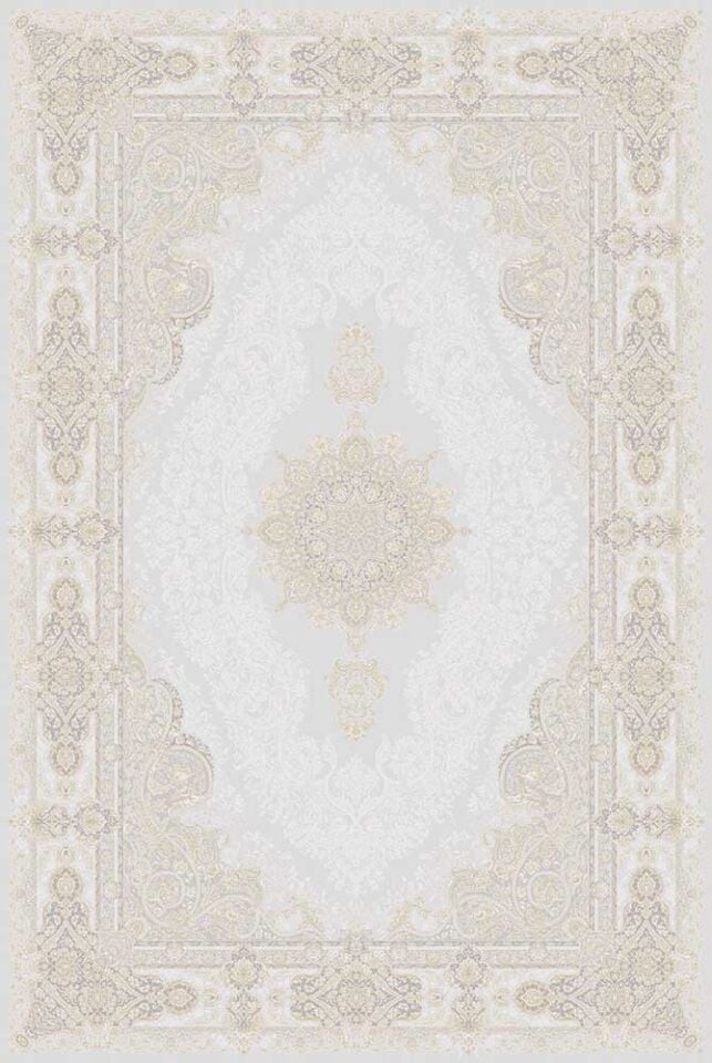 Artemis Halı Palace 8021A Krem Vizon Viskon Akrilik Çerçeveli Motifli Klasik Salon Halısı