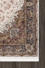 Artemis Halı Silk 5158A Lacivert Kemik Viskon Çerçeveli Klasik Oturma Odası ve Salon Halısı