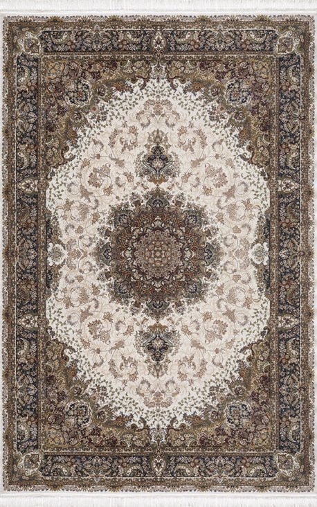Artemis Halı Silk 5158A Lacivert Kemik Viskon Akrilik Çerçeveli Klasik Halı