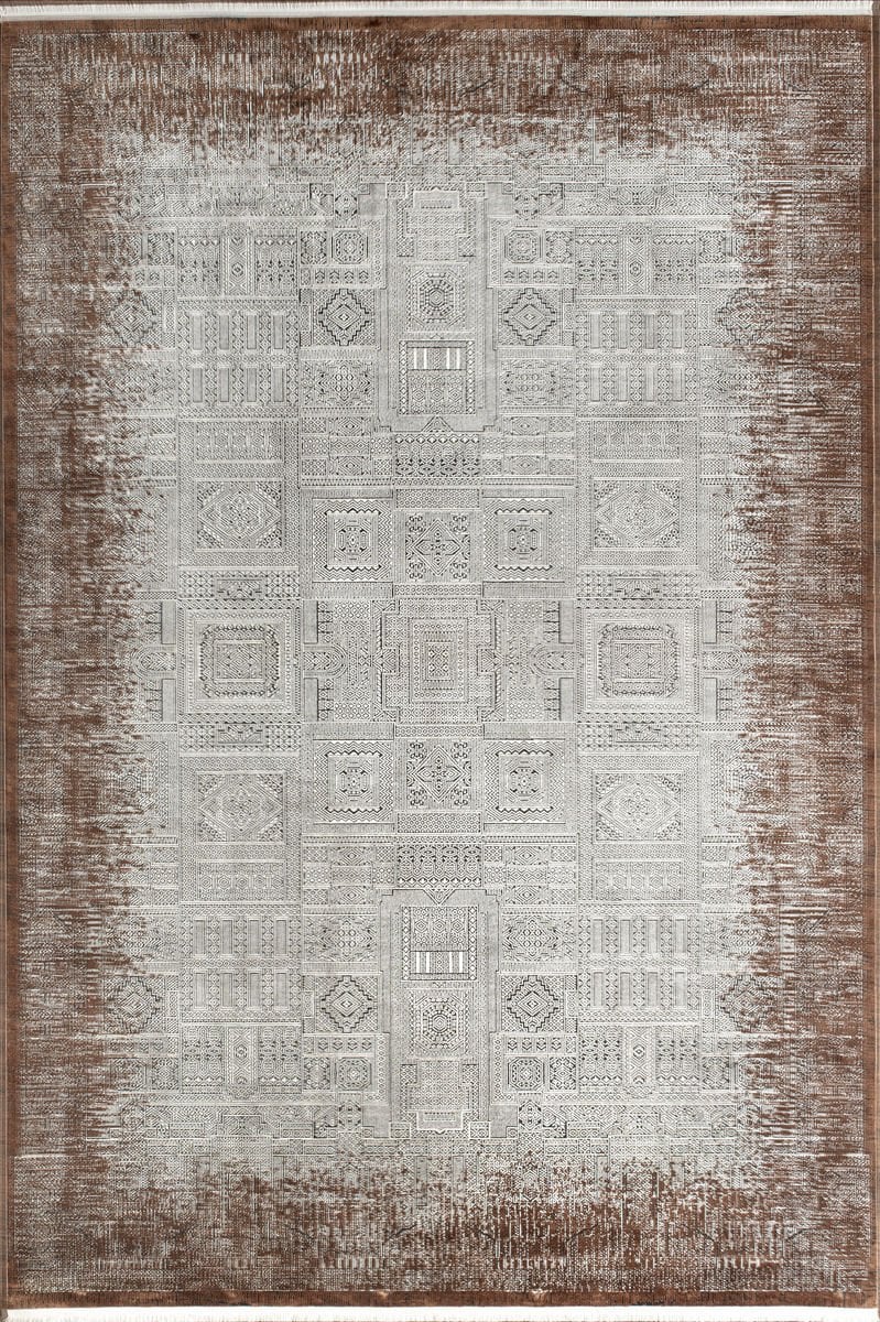 Royal Halı Bearny Modern TD02A Gri Kahve Viskon Akrilik Yumuşak Dokulu Modern Halı