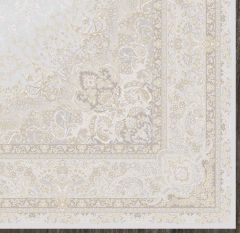 Artemis Halı Palace 8022A Krem Vizon Viskon Akrilik Çerçeveli Motifli Klasik Salon Halısı