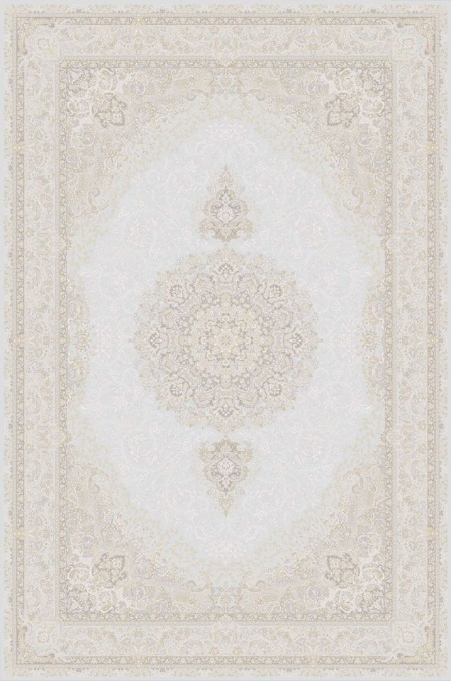 Artemis Halı Palace 8022A Krem Vizon Viskon Akrilik Çerçeveli Motifli Klasik Salon Halısı