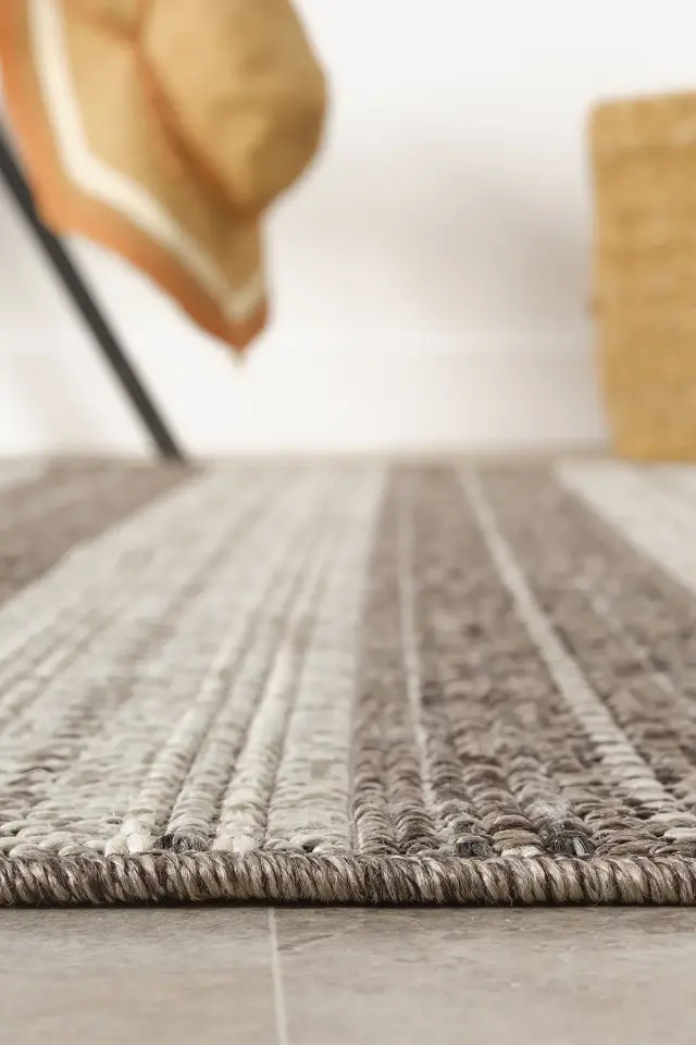 Seyran Halı Etnik 2552 Antrasit Mikrofiber Dokuma Taban Modern Yumuşak Dokulu Halı