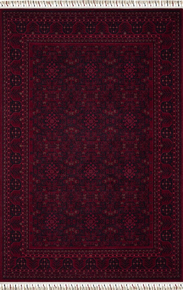 Pierre Cardin Halı History HY10A Kırmızı Etnik Desen Zelanda Yünü Ile Dokunan Tezgah Halı