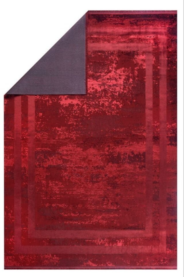 Louis Casa Line Kırmızı Polyester Modern Çerçeveli Saçaklı Şık Halı