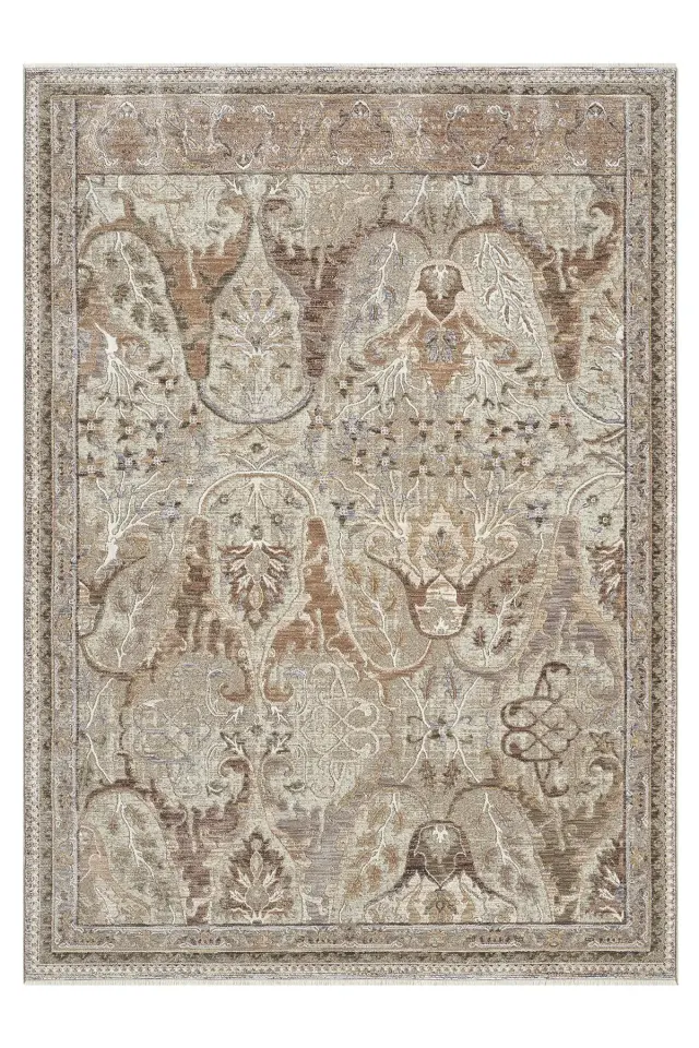 Seyran Halı Monde Bej 800 Etnik Desen Dokuma Taban Polyester Klasik Şık Halı