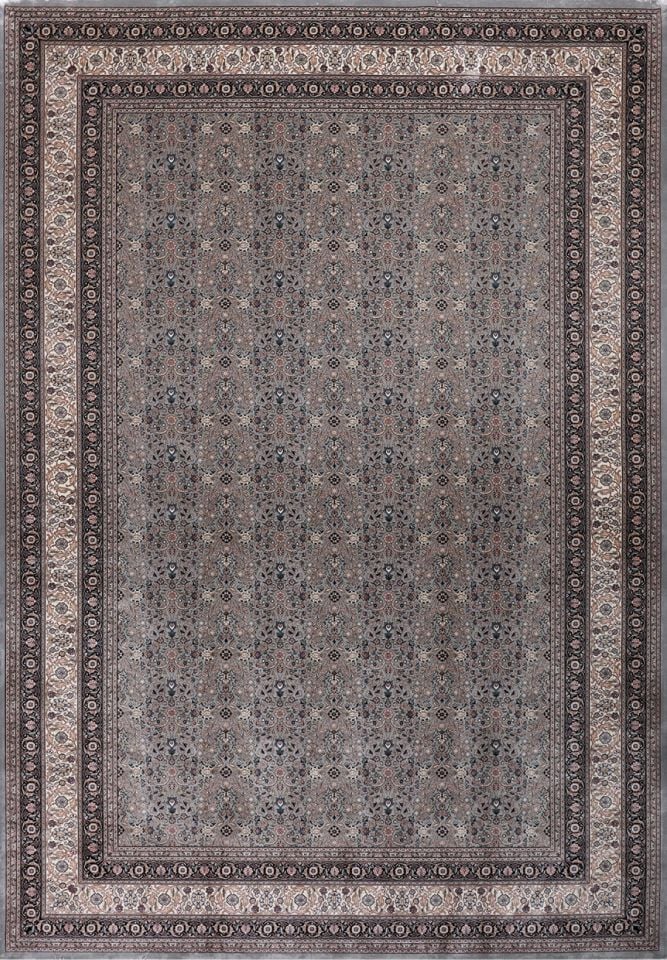 Nexus Halı Ferimah 39758D Gri Modal İplik Saçaklı Klasik Çerçeveli Halı