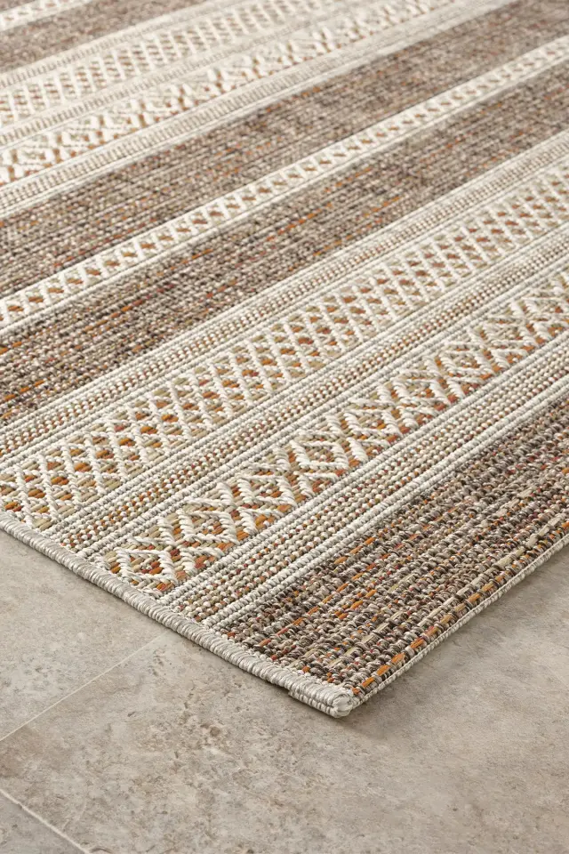 Seyran Halı Etnik 2553 Terra Mikrofiber Dokuma Taban Modern Yumuşak Dokulu Halı