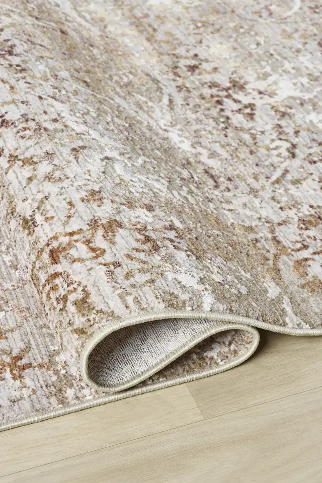 Seyran Halı Monde Bej 805 Etnik Desen Dokuma Taban Polyester Klasik Şık Halı