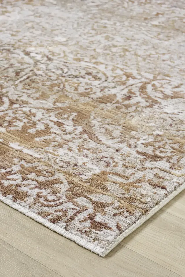 Seyran Halı Monde Bej 805 Etnik Desen Dokuma Taban Polyester Klasik Şık Halı