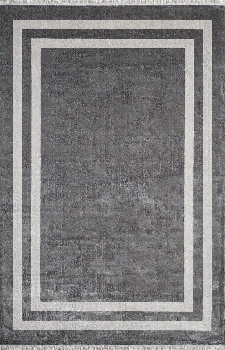 Gümüşsuyu Halı Black & Brown 11297 Antrasit Doğal İplik Çerçeveli Dokuma Taban Halı