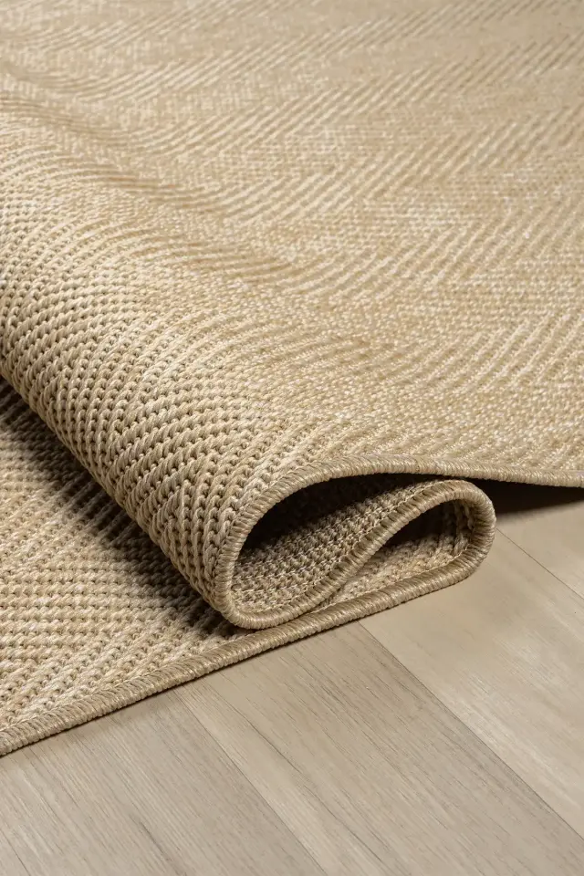 Seyran Halı Bombay 665 Bej Kolay Temizlenen Hav Toz Vermez Hasır Dokulu Balık Sırtı Sisal Yolluk