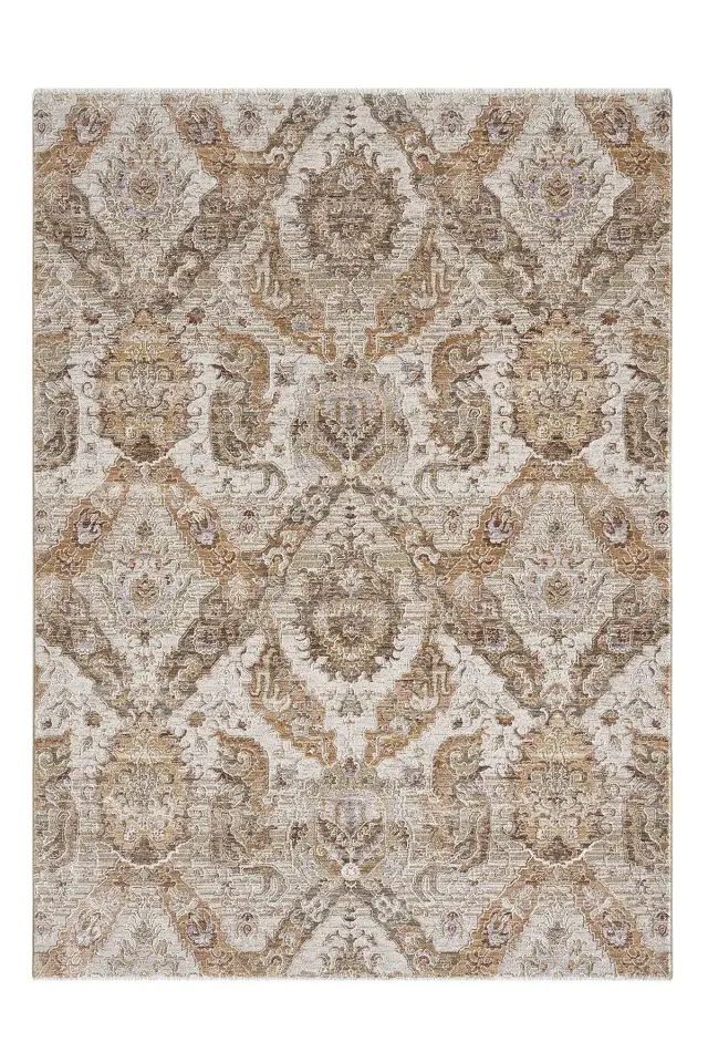 Seyran Halı Monde Bej 806 Etnik Desen Dokuma Taban Polyester Klasik Şık Halı