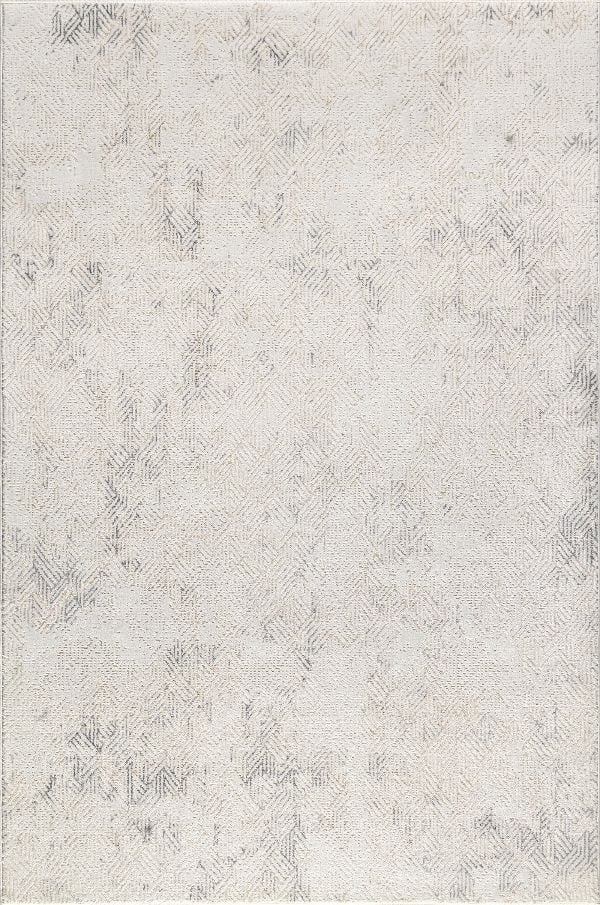 Sanat Halı Hera 3595 Gri Bej Beyaz Polyester Yüksek Kaliteli Modern Halı