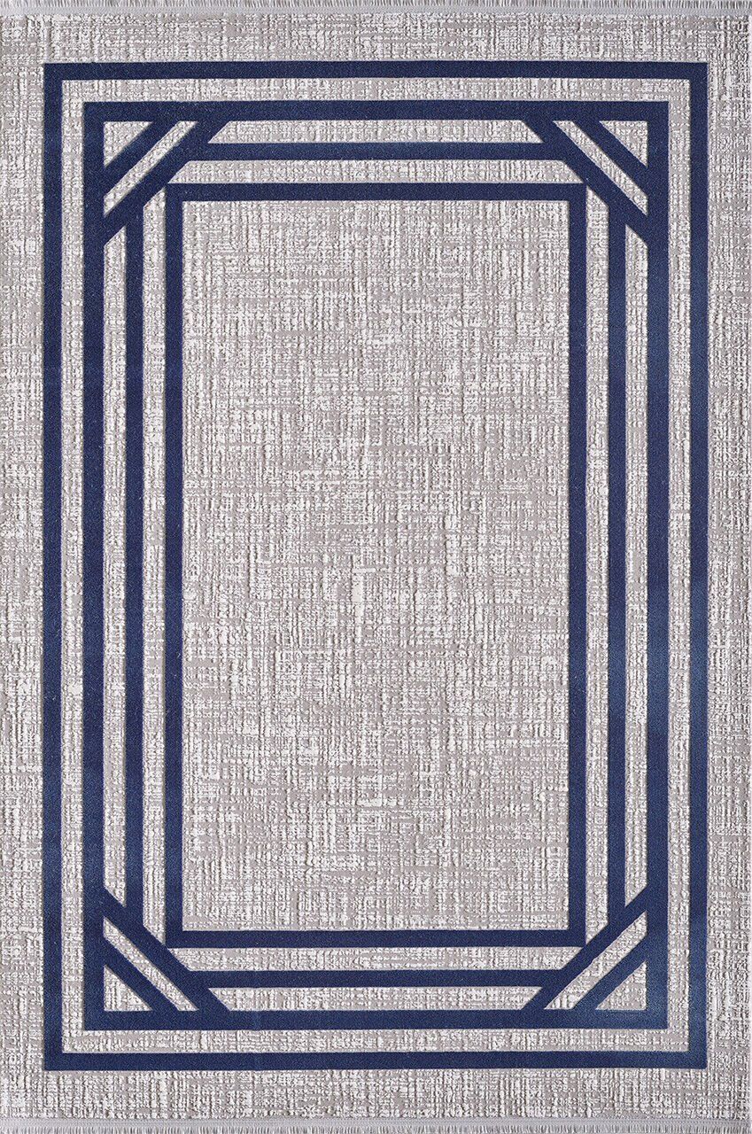 Artemis Halı Murano 9163B Gri Lacivert Akrilik Çerçeveli Yumuşak Dokulu Oturma Odası Halısı