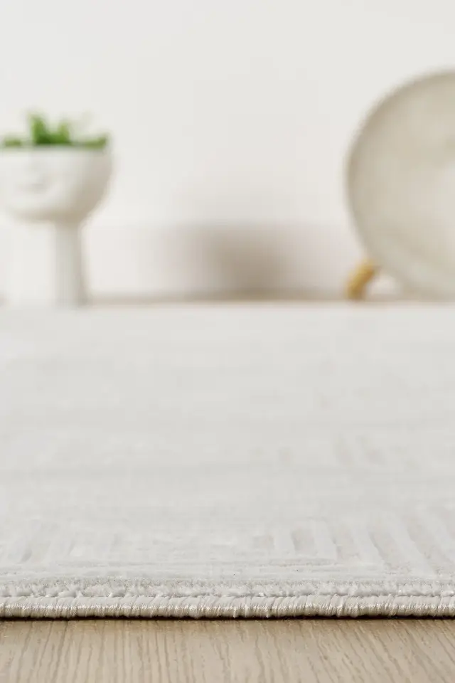 Seyran Halı Gusto 901 Krem Polyester Dokuma Taban Saçaklı Modern Halı