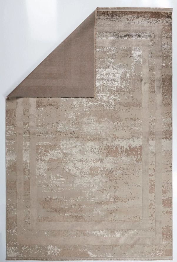 Louis Casa Line Vizon Polyester Modern Çerçeveli Saçaklı Şık Halı