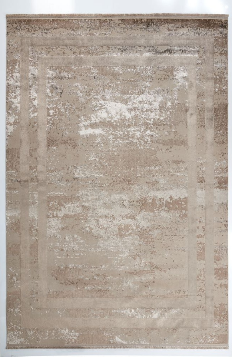 Louis Casa Line Vizon Polyester Modern Çerçeveli Saçaklı Şık Halı