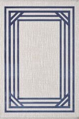 Artemis Halı Murano 9163D Krem Lacivert Akrilik Çerçeveli Yumuşak Dokulu Oturma Odası Halısı