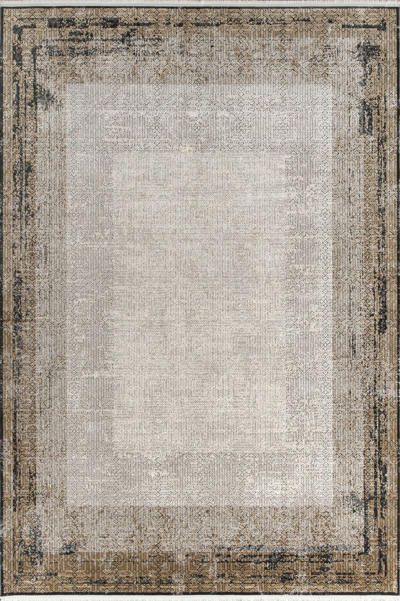 Royal Halı Bearny Modern TD04A Bej Krem Viskon Akrilik Yumuşak Dokulu Modern Halı