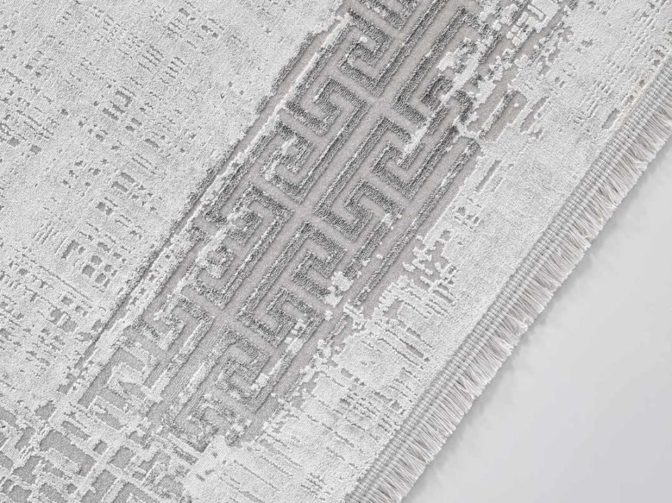 Gümüşsuyu Halı Black & Brown 11298 Gri Doğal İplik Çerçeveli Dokuma Taban Halı