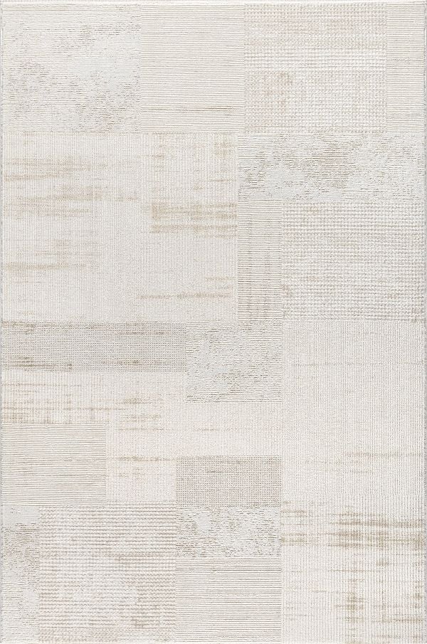 Sanat Halı Hera 3599 Beyaz Gri Polyester Yüksek Kaliteli Modern Halı