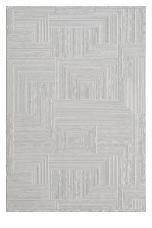 Seyran Halı Gusto 902 Beyaz Polyester Dokuma Taban Saçaklı Modern Halı