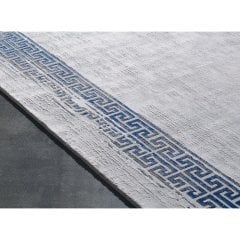 Gümüşsuyu Halı Black & Brown 11298  Mavi Doğal İplik Çerçeveli Dokuma Taban Halı