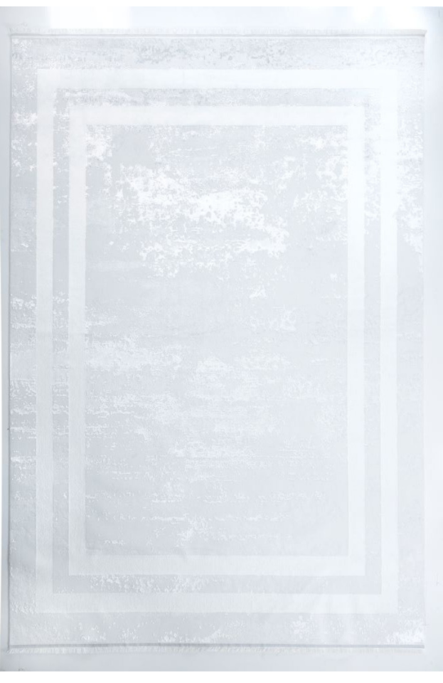 Louis Casa Line Beyaz Polyester Modern Çerçeveli Saçaklı Şık Halı