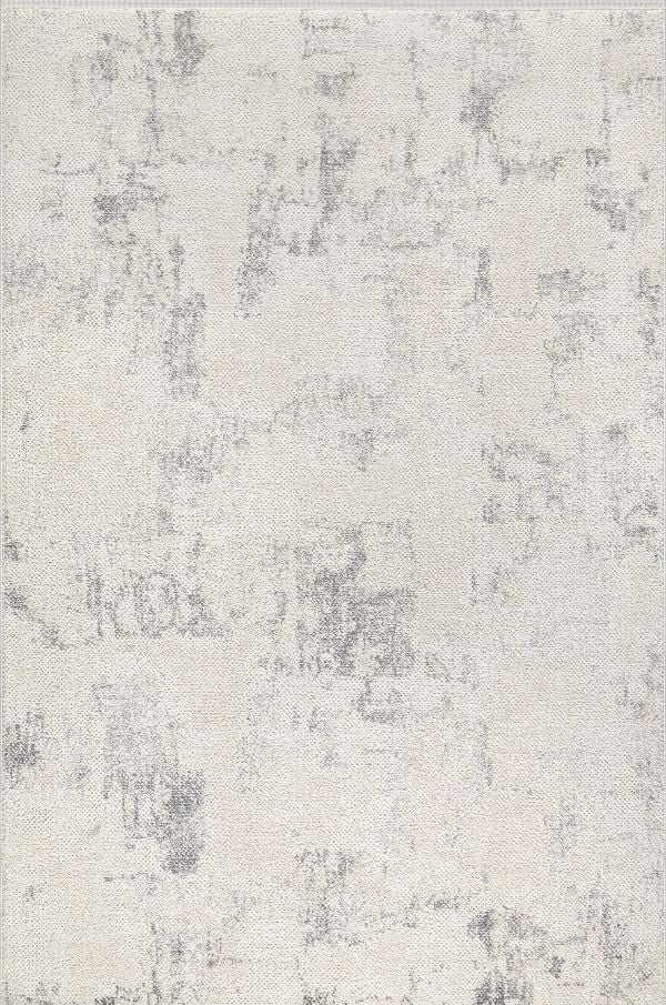 Sanat Halı Hera 3601 Beyaz Gri Polyester Yüksek Kaliteli Modern Halı
