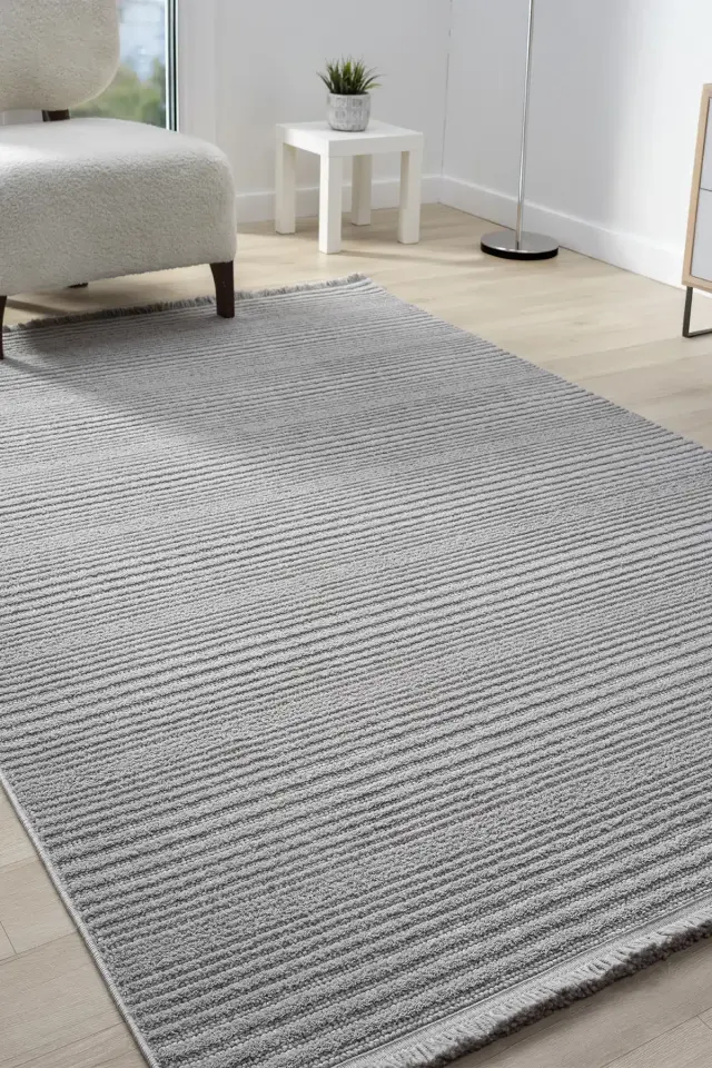 Seyran Halı Zara 950 Gri Polyester Yumuşak Dokulu Yüksek Kaliteli Modern Halı