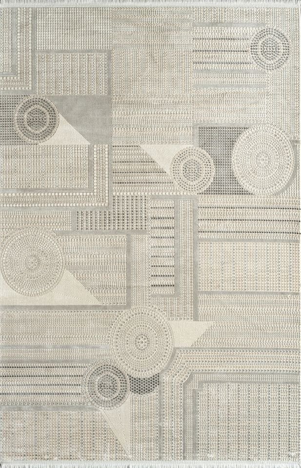 Pierre Cardin Halı Voyage KJ04A Gri Bej Yumuşak Dokulu Viskon ve Akrilik ile Üretilen Üst Kalite Halı