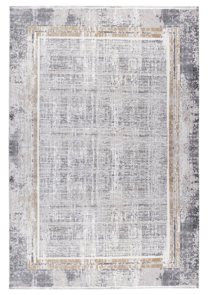 Dolce Vita Halı Perfecto 5511 Piombo Viskoz İplik Çerçeveli Yumuşak Dokulu Şık Halı