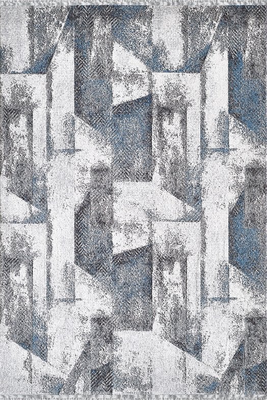 Atlas Halı Aster AQ02A Gri Mavi Yumuşak Dokulu Sade ve Geometrik Desenli Yüksek Kaliteli Makine Dokuması Halı