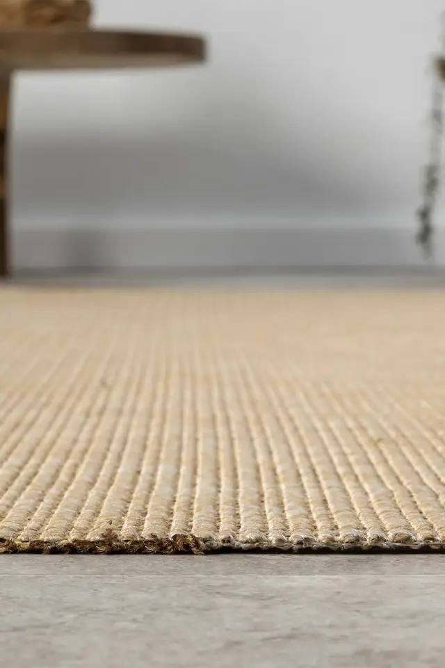 Seyran Halı Bombay 663 Bej Kolay Temizlenen Hav Toz Vermez Hasır Dokulu Balık Sırtı Sisal Halı