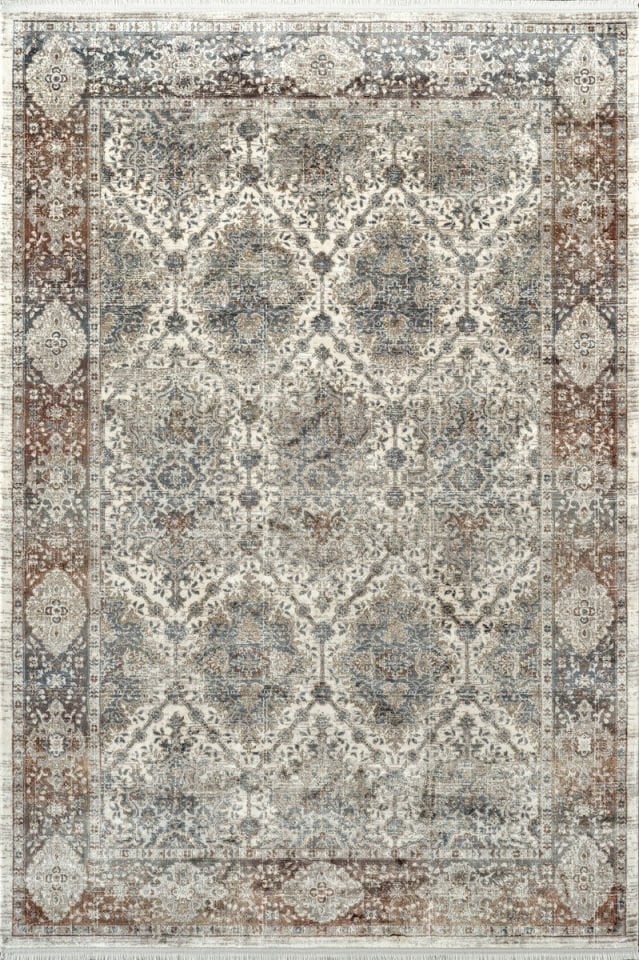 Royal Halı Diva DZ03A Kahve Multi Viskon Akrilik Yumuşak Dokulu Otantik Etnik Halı