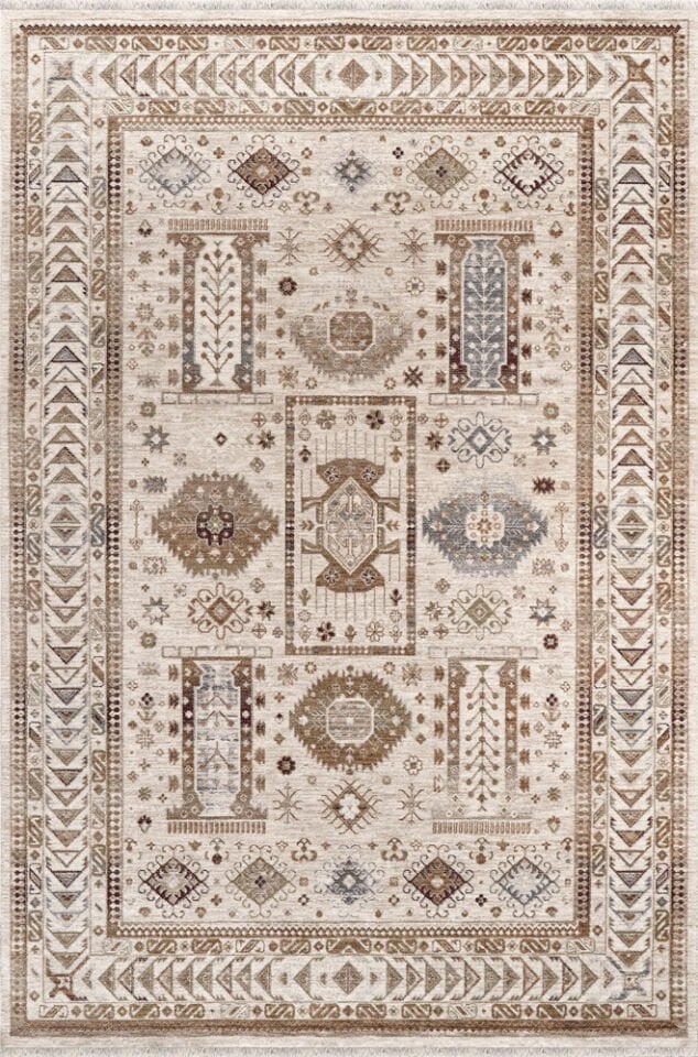 Royal Halı Armonika YT08A Multi Sıcak Renk Geçişli Etnik Desenli Makine Halısı